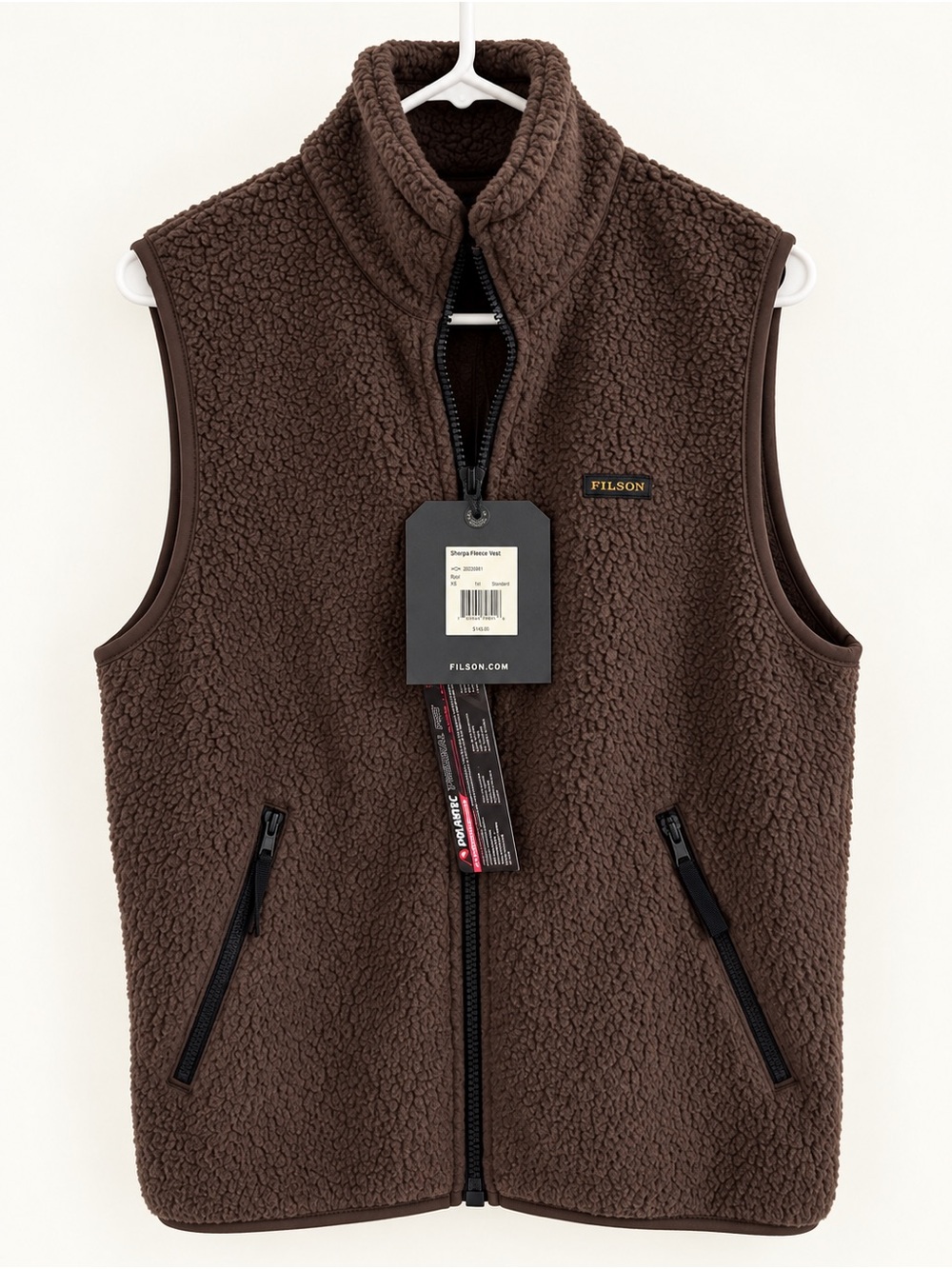 Filson Sherpa Fleece Vest Root Brown XS NWT